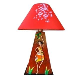 Dhalihouse Wooden Handicraft Bedside LED Table Lamp for Bedroom, Living Room, and Home Decor