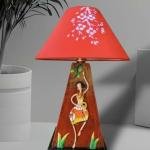 Dhalihouse Wooden Handicraft Bedside LED Table Lamp for Bedroom, Living Room, and Home Decor