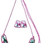 DHALI HOUSE Lotus Design Hasuli Clay Jewelry Set | Handmade Cotton Thread Necklace with Matching Earrings | Traditional Indian Artificial Jewelry for Women and Girls (Pink)