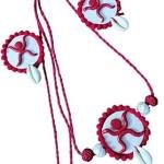 DHALI HOUSE Swastik Design Clay Jewelry Set | Handmade Cotton Thread Necklace with Matching Earrings | Traditional Indian Artificial Jewelry for Women and Girls (Red)