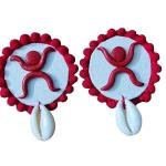 DHALI HOUSE Swastik Design Clay Jewelry Set | Handmade Cotton Thread Necklace with Matching Earrings | Traditional Indian Artificial Jewelry for Women and Girls (Red)