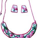 DHALI HOUSE Lotus Design Hasuli Clay Jewelry Set | Handmade Cotton Thread Necklace with Matching Earrings | Traditional Indian Artificial Jewelry for Women and Girls (Pink)