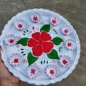 Hand-Painted Clay Diya Set – Traditional Bengal Art for Puja & Home Décor | Anisha’s Creation